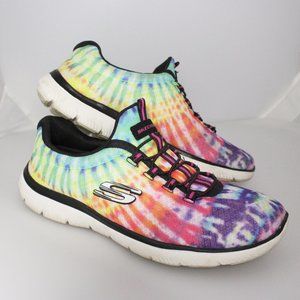 Skechers Rainbow Tie Dye Summits Slip On Shoes US8